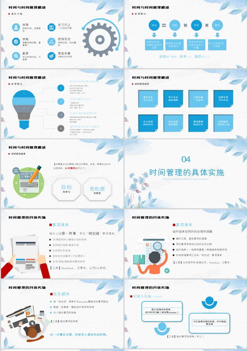 藍色小清新公司部門時間管理培訓ppt模板下載 熊貓辦公